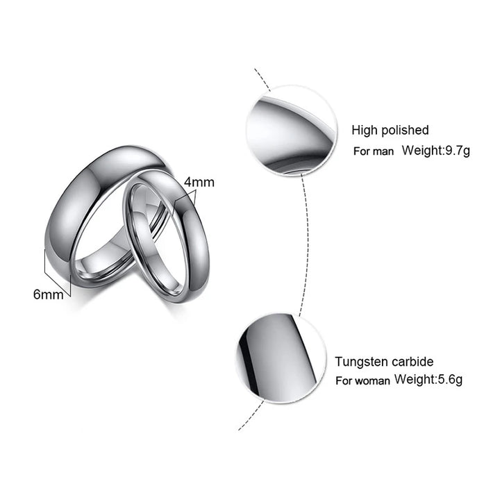 High Quality Simple Tungsten Rings Free Engraved Name Men Women