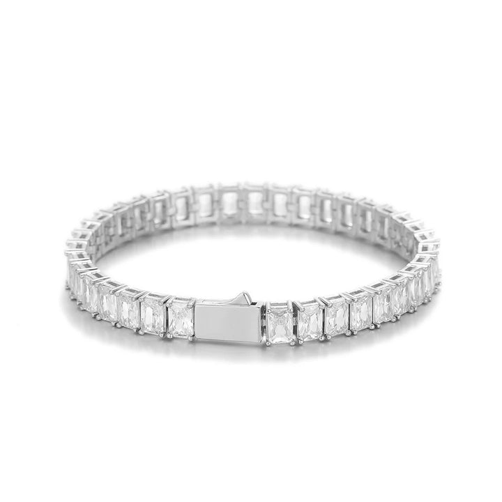 6MM Rectangular Zircon Tennis Bracelet Full Iced Out Hip Hop Tennis