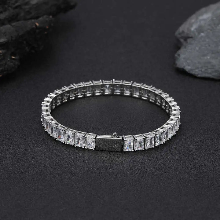 6MM Rectangular Zircon Tennis Bracelet Full Iced Out Hip Hop Tennis