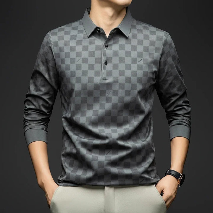 BROWON Polo Shirts for Man Autumn Business Slim Fit Long Sleeve