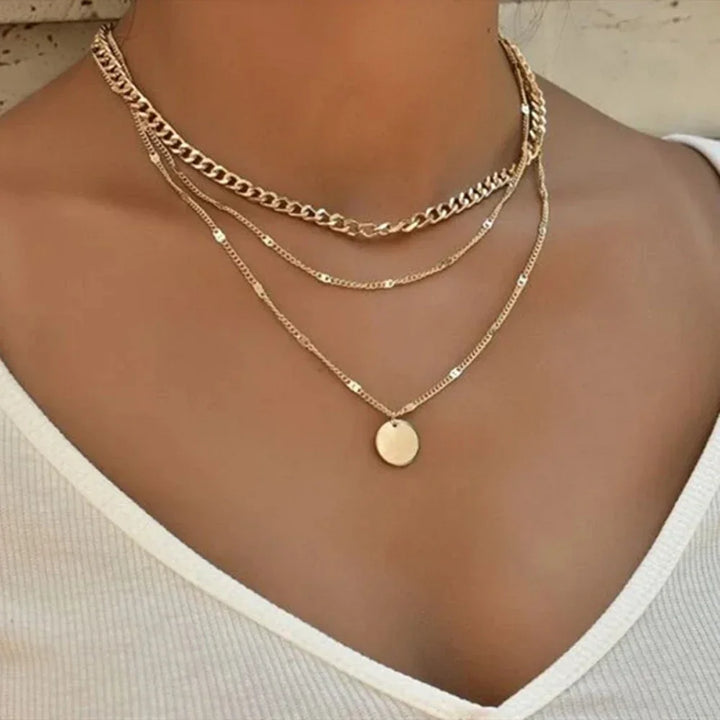 New Fashion Vintage Necklace On Neck Gold Color Chain Layered